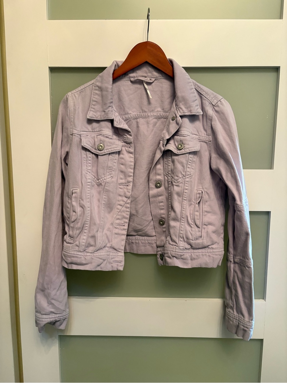 Free People Lavender Purple Denim Jean Jacket Size Small